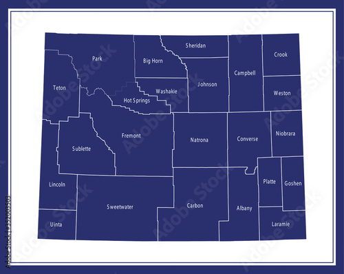 County map of Wyoming state photo