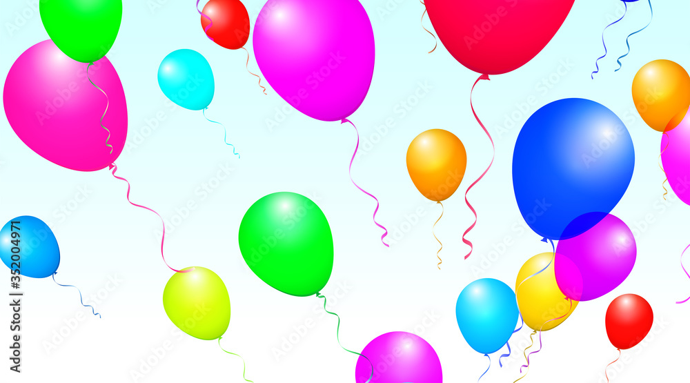 Color Glossy Balloons isolated on Blue in Vector Illustration