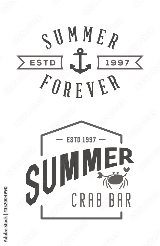 Summer Holidays Vector Design elements set. Retro and vintage templates. Labels.