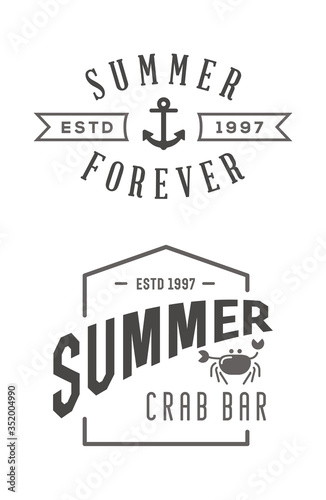 Summer Holidays Vector Design elements set. Retro and vintage templates. Labels.