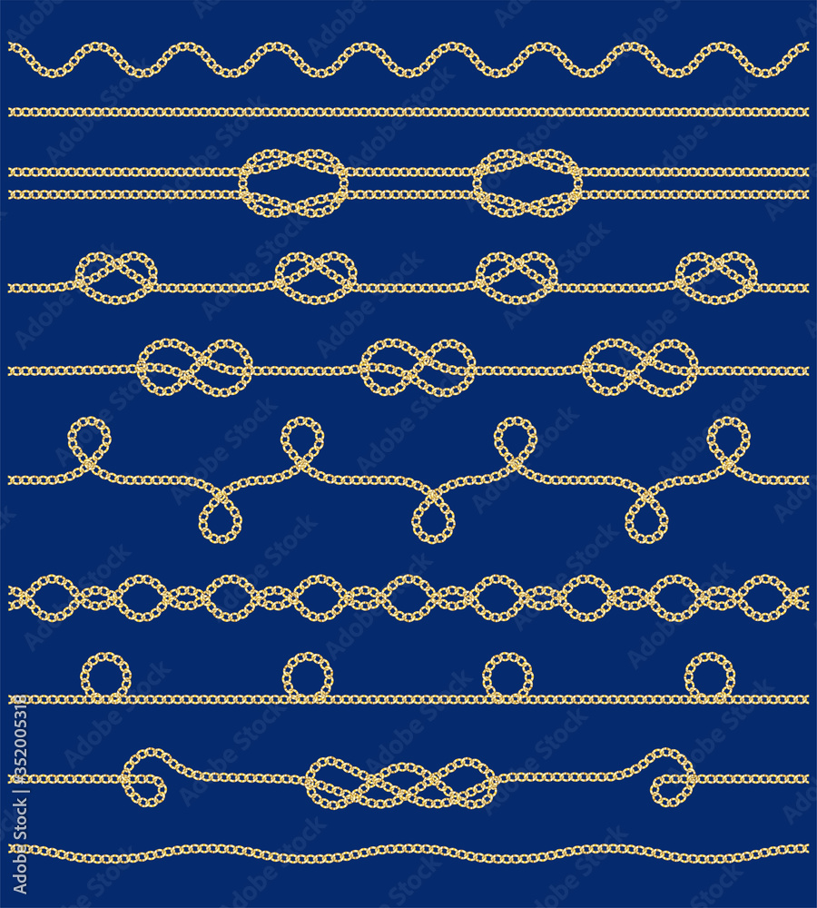 Fototapeta premium Pattern with gold chains. Vector. Fabric design. Trendy Style.