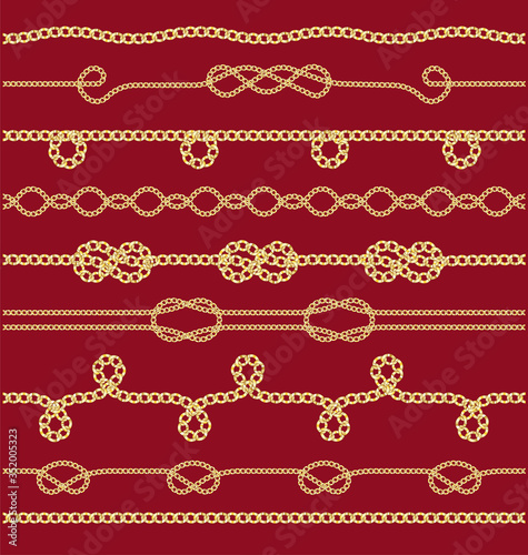 Pattern with gold chains. Vector. Fabric design. Trendy Style.