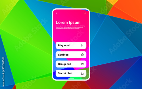 App or Game Interface design with smart device or smartphone frame. Abstract background corresponds with interface design.