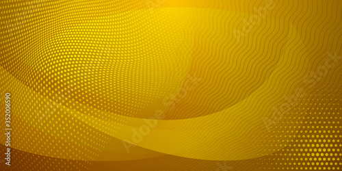 Abstract background made of halftone dots and curved lines in yellow colors