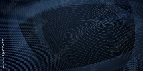 Abstract background made of halftone dots and curved lines in dark blue colors