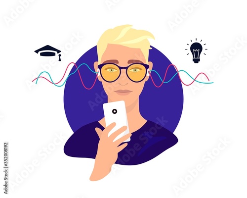 distance learning online school colorful vector illustration