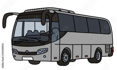 The vectorized hand drawing of a gray touristic bus