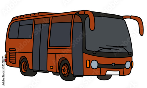 The vectorized hand drawing of a brown bus