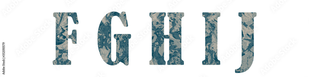 Blue spotted alphabet on a white background Blue spotted alphabet on a white background