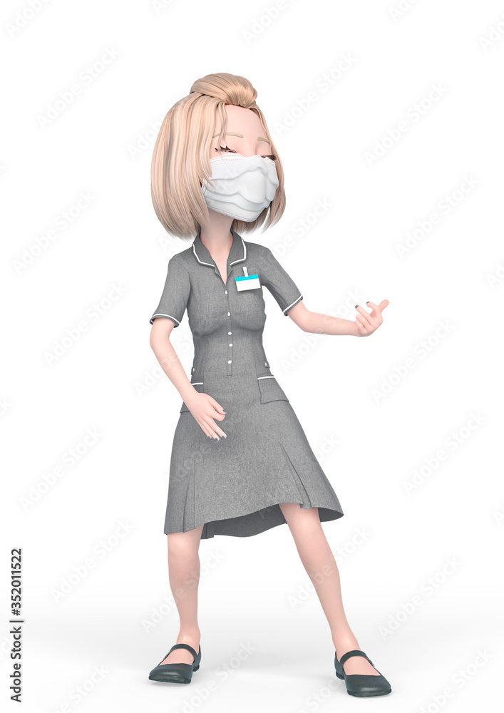 blond nurse cartoon wearing mask is singing and doing an air guitar pose blond nurse cartoon wearing mask is singing and doing an air guitar pose