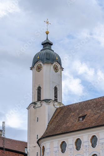 Dome tower of pilgrimage Church of Wies in Steingaden, Weilheim Schongau district, Bavaria, Germany photo