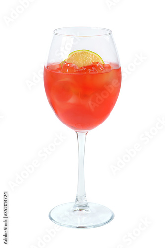 cocktail with a slice of lemon isolated on a white background