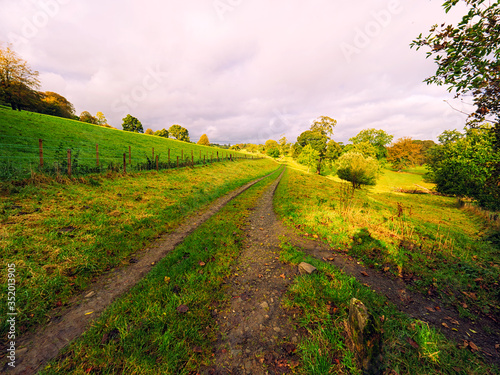 wide angle view of Autumn countryside,Northern Ireland