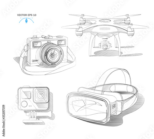 Vector virtual reality headset air quad drone