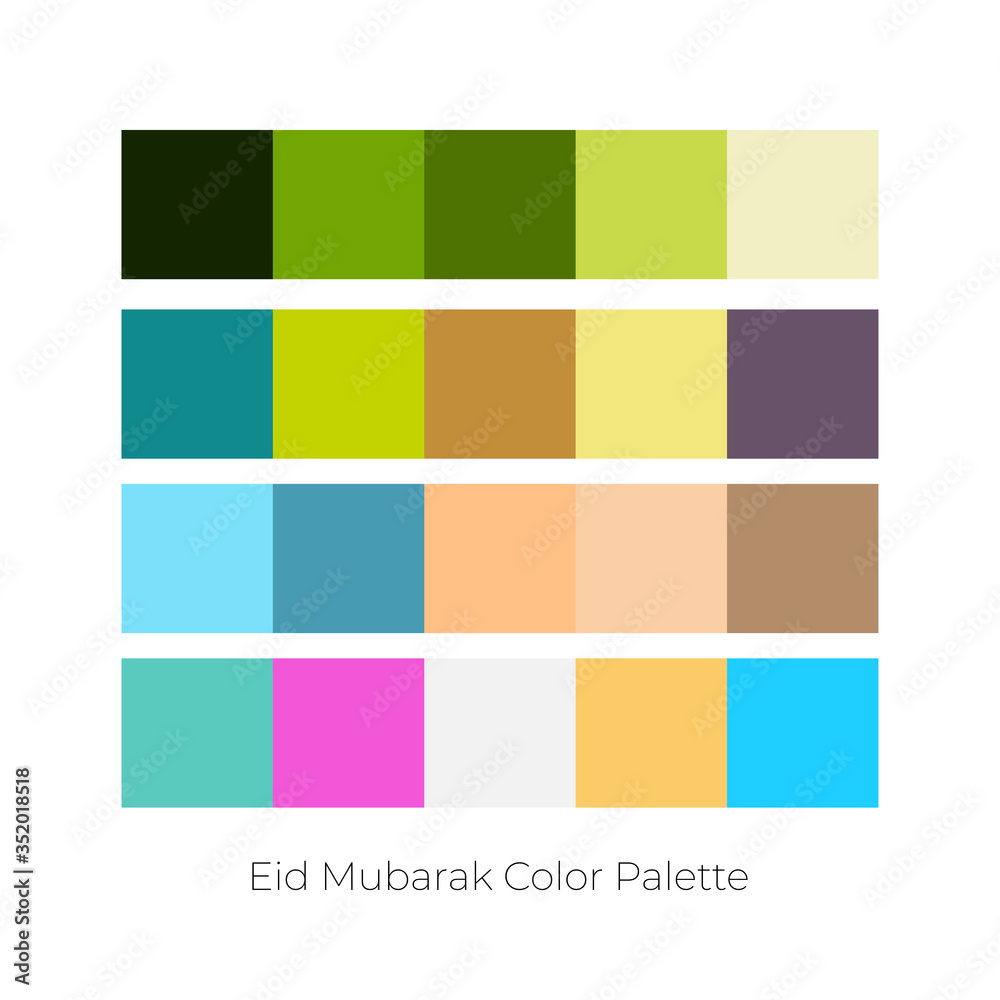 Color scheme for Happy Eid Al Fitr Mubarak greeting card 