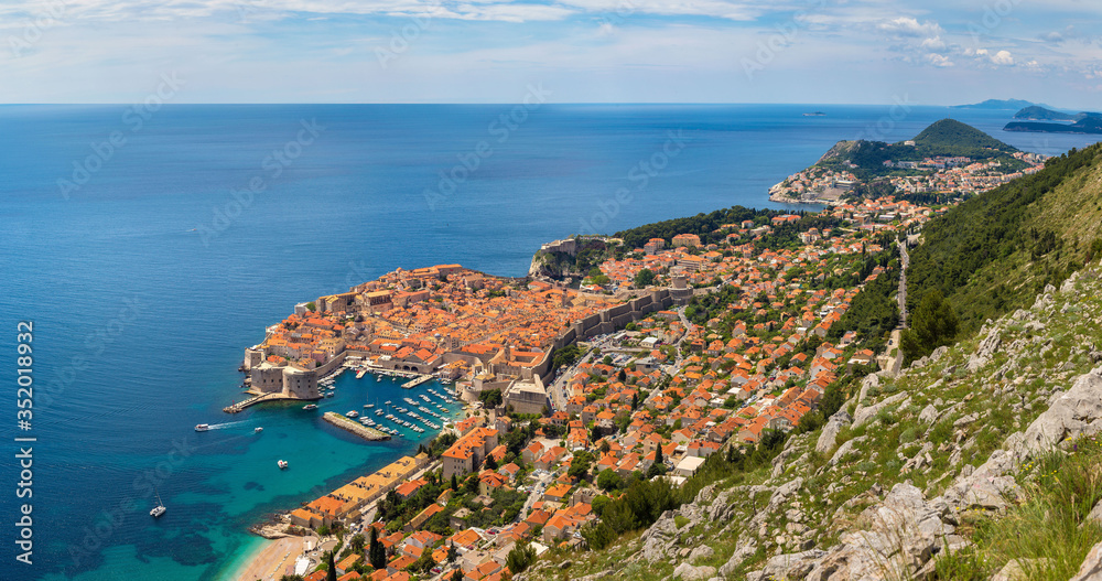 Aerial view of old city Dubrovnik