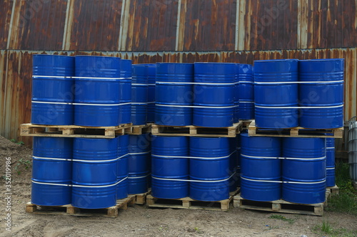 200 liter barrels in the production warehouse