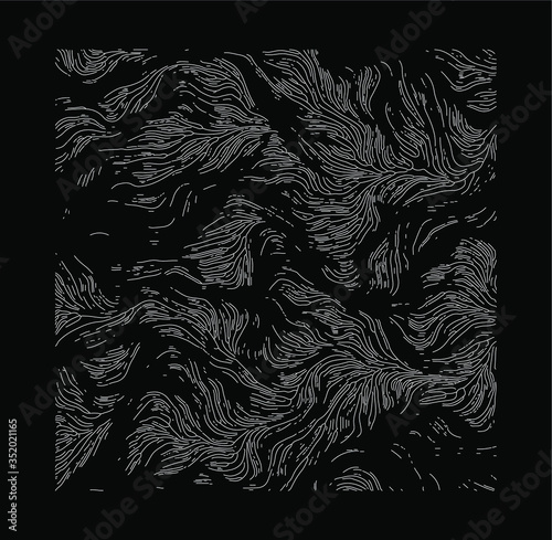 Generative Art with Visualization of Random Perlin Noise. Conceptual image of high tech systems: Artificial Intelligence, Deep Learning, Neural networks and Internet Map.