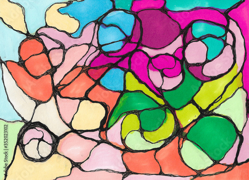 Multicolored geometric abstraction. Neuro Graphic design using multi colored markers. 