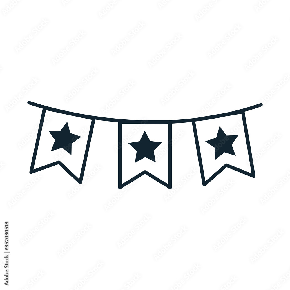 garlands with stars 4 de july line style