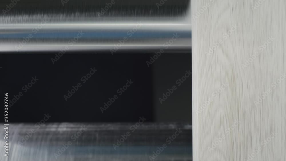 Linoleum technology production. Application of PVC-layer on the linoleum. Linoleum technology production. Application of PVC-layer on the linoleum.