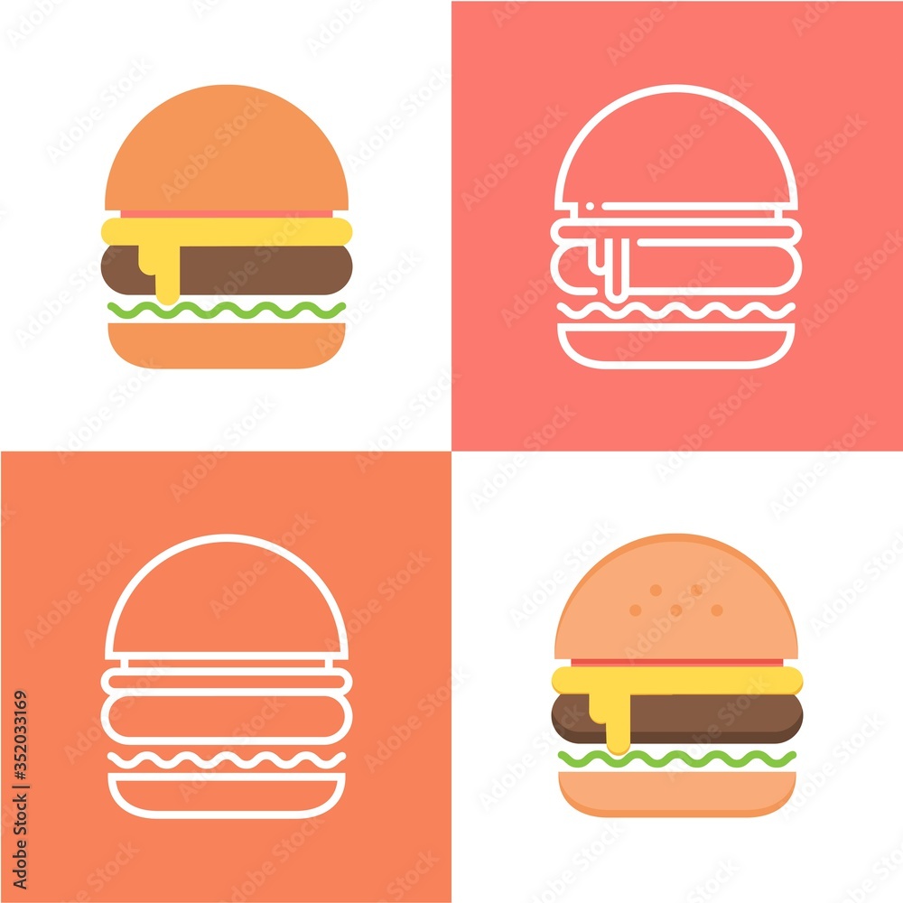 Fototapeta premium burger hamburger logo icon vector design
