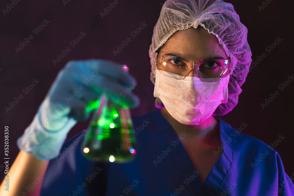 Ταπετσαρία Nurse wearing hazmat suit,  protective goggles and antiviral mask kn95 for covid