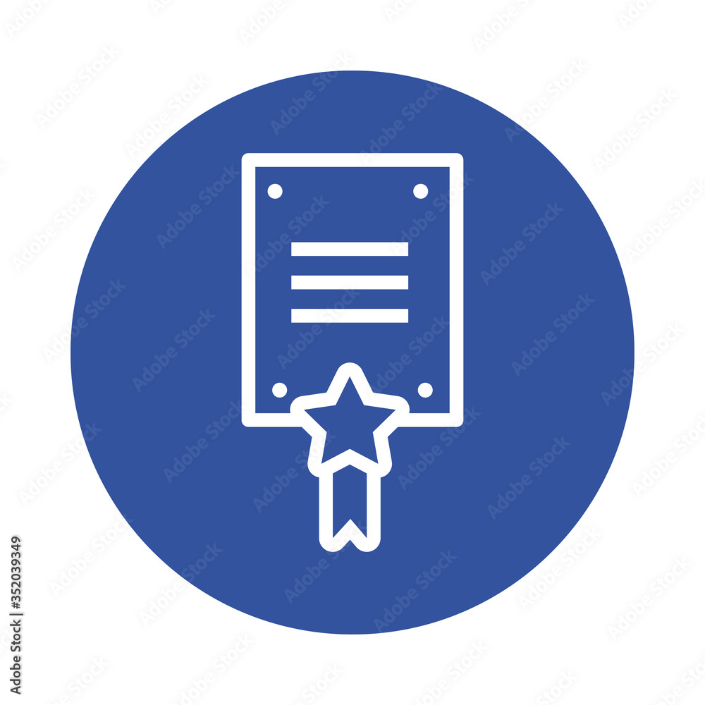 document with star medal block style icon document with star medal block style icon