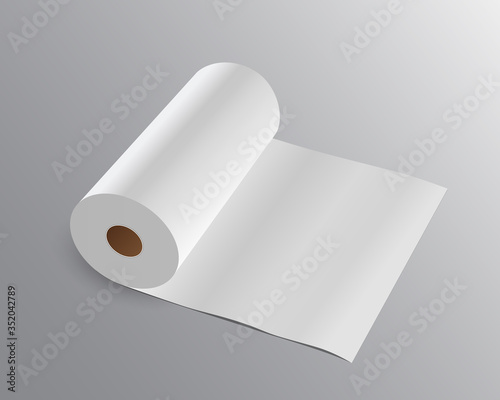 Vector Tissue paper roll long on gray background, illustration