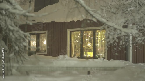 Typical Lapland house during the winter time.
