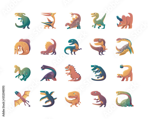 vector illustration of dinosaurs. cartoon set.