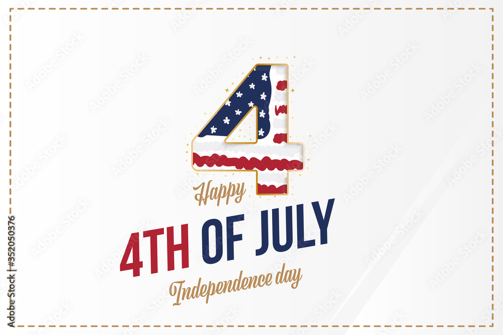 Celebrate Happy 4th of July - Independence Day. Greeting card with USA flag. National American holiday event. Flat Vector illustration EPS10