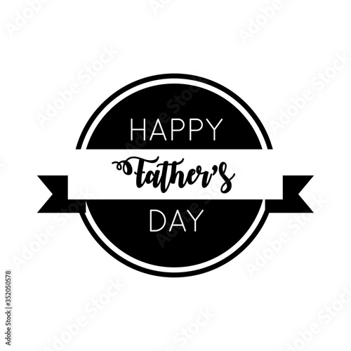 happy fathers day frame with ribbon line style