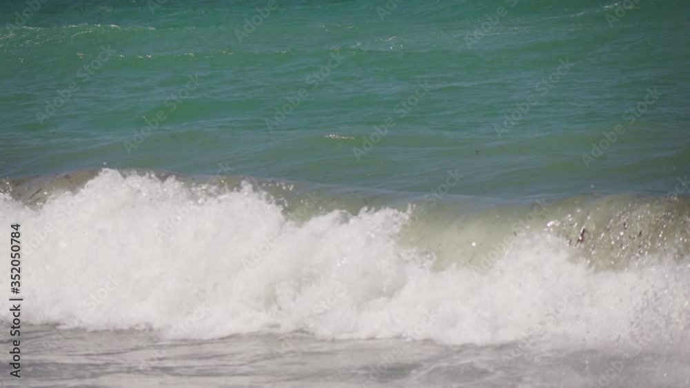 Strong wind blowing and waves on blue-green Mediterranean sea Strong wind blowing and waves on blue-green Mediterranean sea