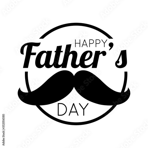 happy fathers day seal with mustache line style