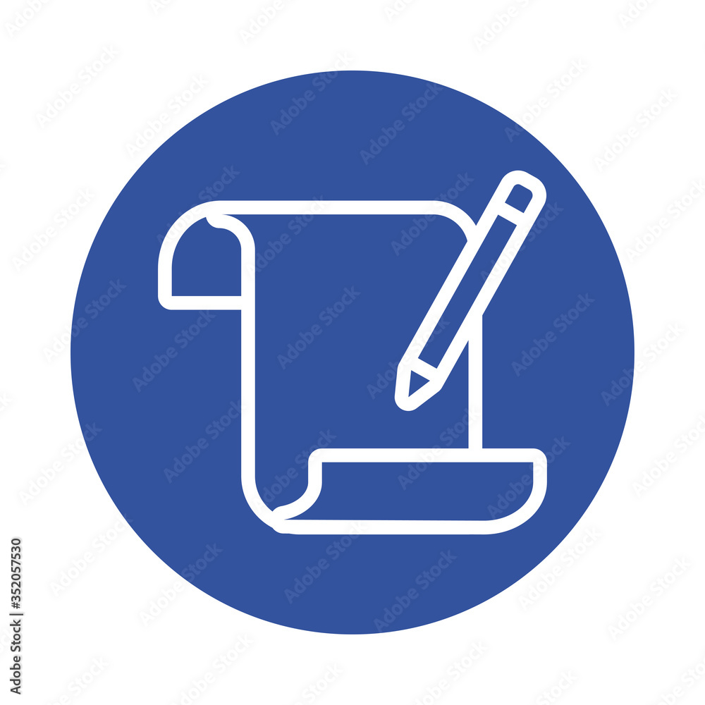 paper with pencil block style icon paper with pencil block style icon
