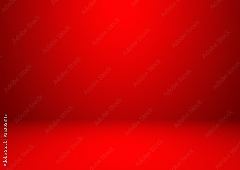 Empty red color studio room background, used for display or montage of product