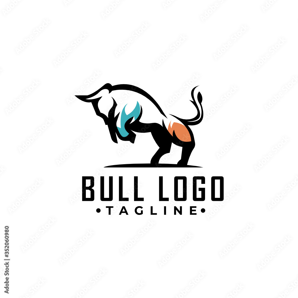 Simple line art strong bull logo design vector template Simple line art strong bull logo design vector template