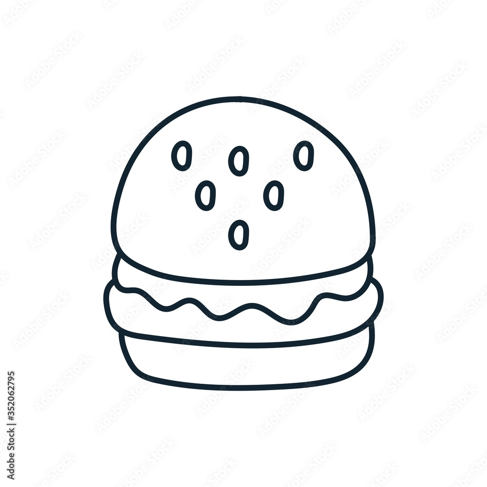 hamburger with usa flag line style hamburger with usa flag line style