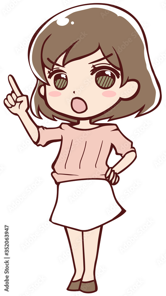 注意するアニメ調のお姉さん 注意するアニメ調のお姉さん
