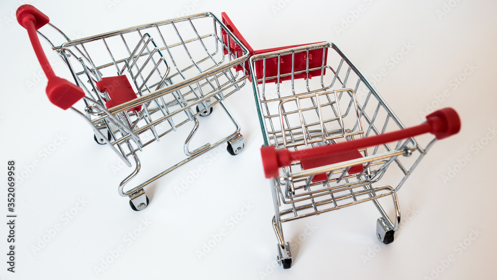 Mini trolley isolated on a white background
