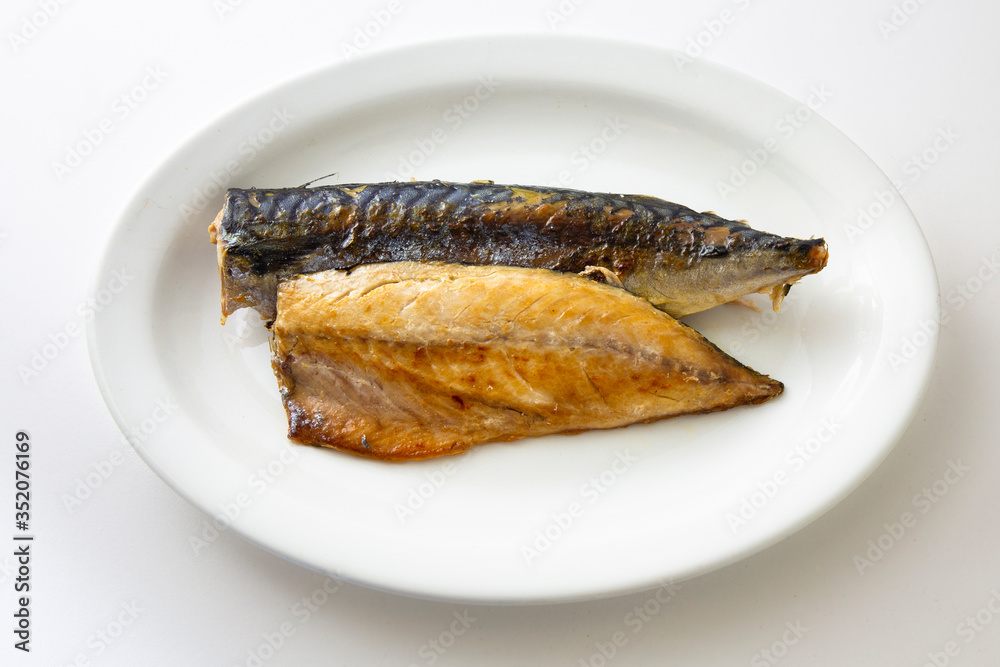Baked mackerel whice is picked with salt AND called Jaban-godeung-eo Baked mackerel whice is picked with salt AND called Jaban-godeung-eo