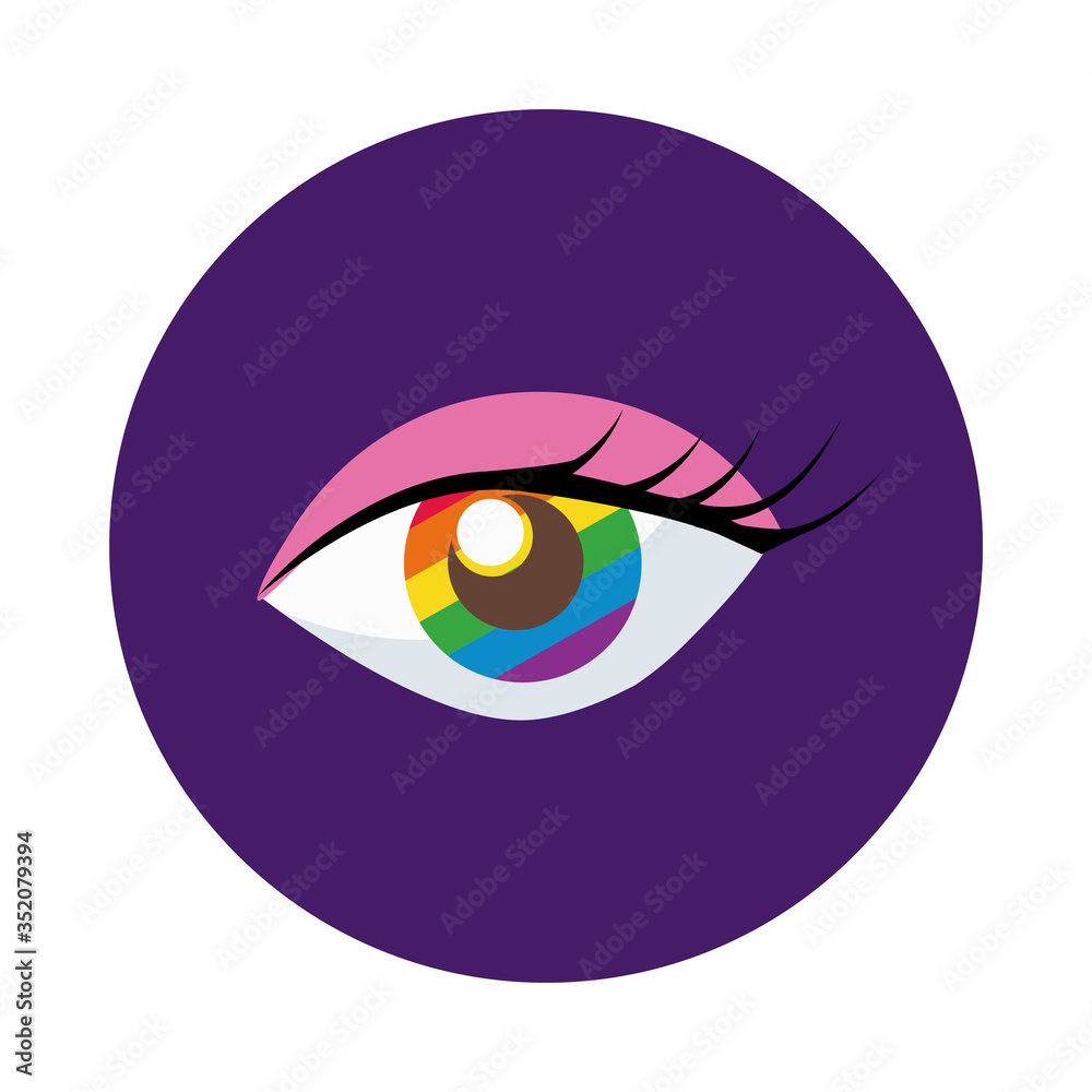 eye human with gay pride flag block style eye human with gay pride flag block style