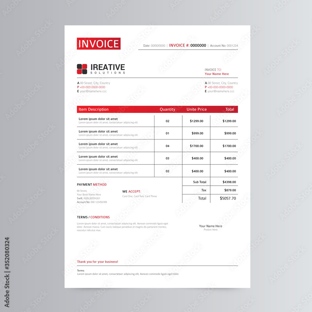 Clean And Corporate Invoice Template Design