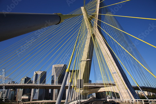 closeup of Octavio Frias de Oliveira  Suspension Bridge in Sao Paulo city, Brazil