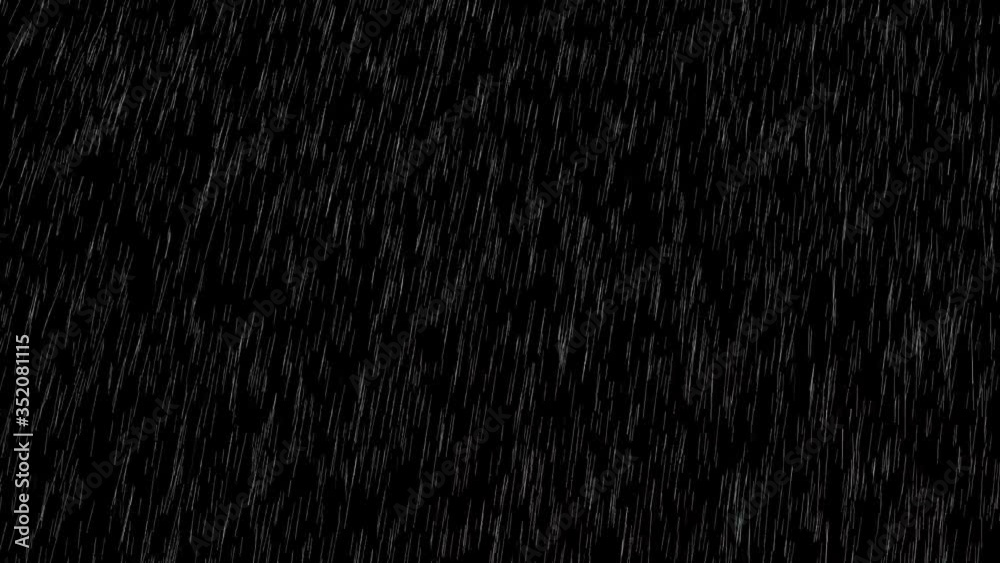 heavy rain drop in rainy season effect on black screen