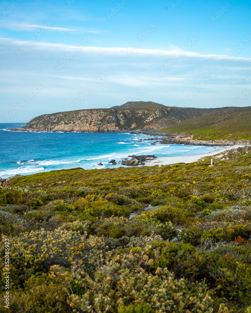Beautiful landscape in Fitzgerald River National Park, Western Australia. The remote and isolated landscape is untouched with plenty of empty beaches and cliffs. 