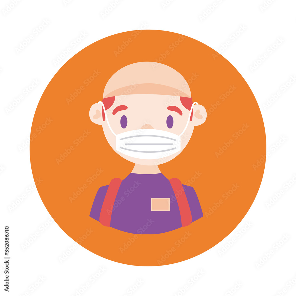 delivery worker using face mask block style