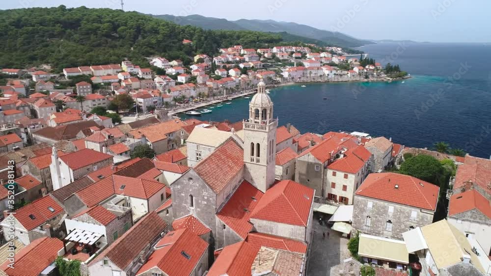 Korcula. Historic town of Korcula aerial panoramic view, island in archipelago of southern Croatia Korcula. Historic town of Korcula aerial panoramic view, island in archipelago of southern Croatia