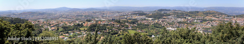 Summer landscape of northern Portugal around the town of Braga, Panoramic view from Bom Jesus do Monte